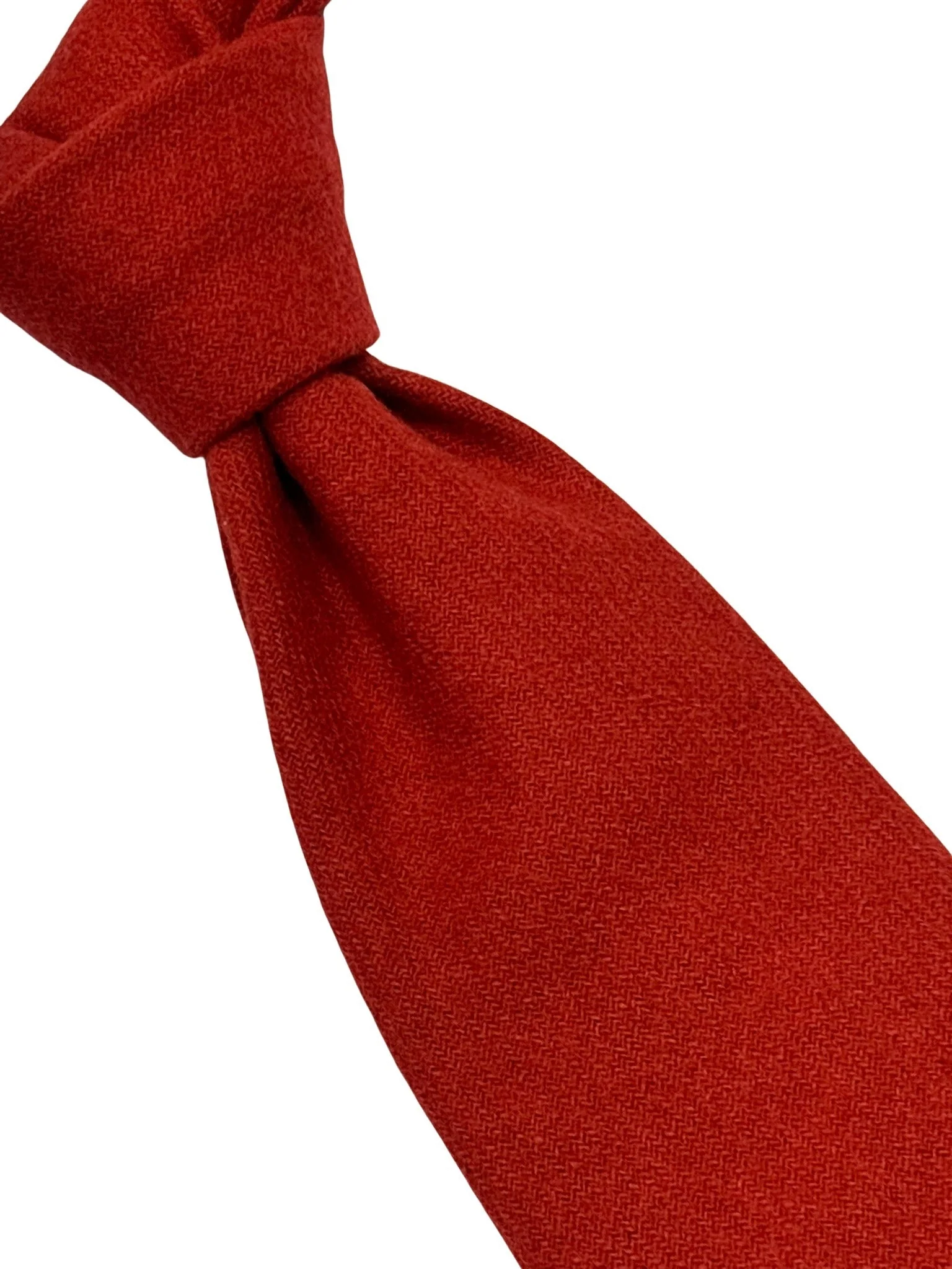 100% wool mens tie in orange burnt copper terracotta - Image 6