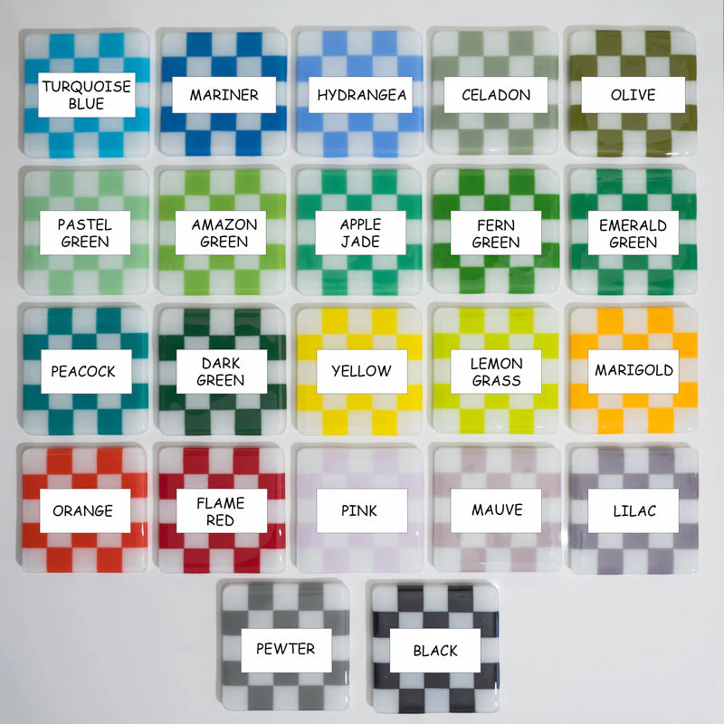 10cm Chequered Soft White/Colour Coaster - Oceanside Collection - Image 2