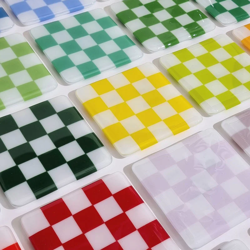 10cm Chequered Soft White/Colour Coaster - Oceanside Collection - Image 5