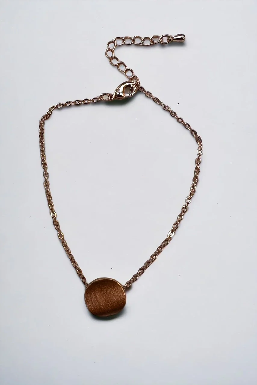 18ct Rose Gold Plated Single Disk Bracelet - Image 2