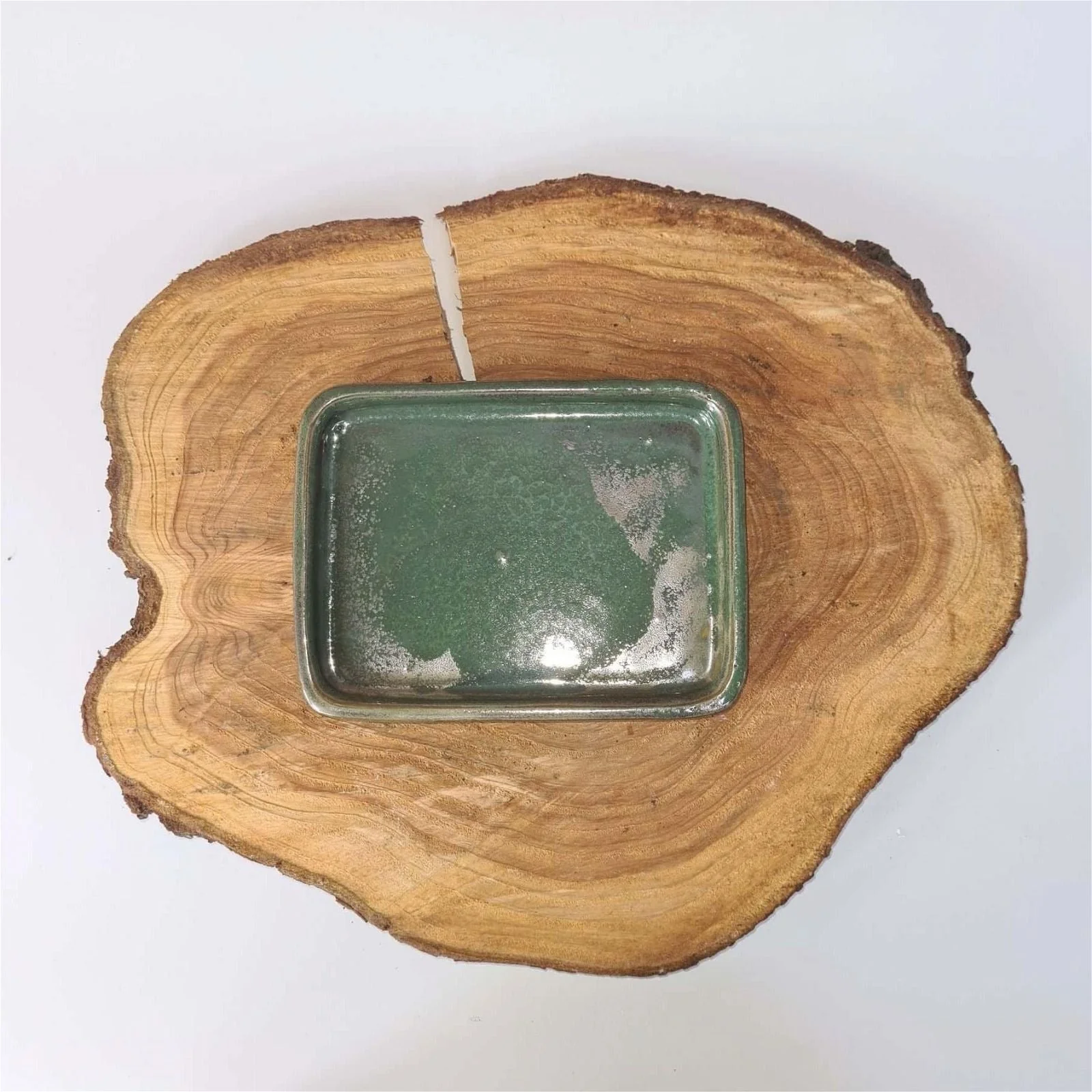 20cm Glazed Drip Tray | Rectangle | Green