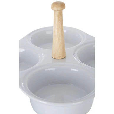 Dela 4 Section White Ceramic Snack Dish - Image 4