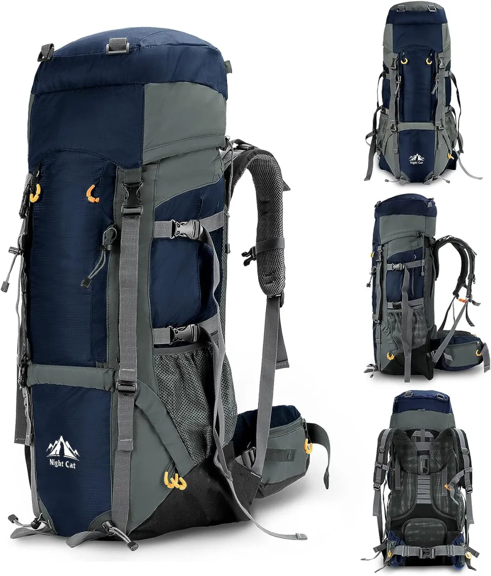 70L Night Cat Hiking Backpack with Internal Frame - Image 9