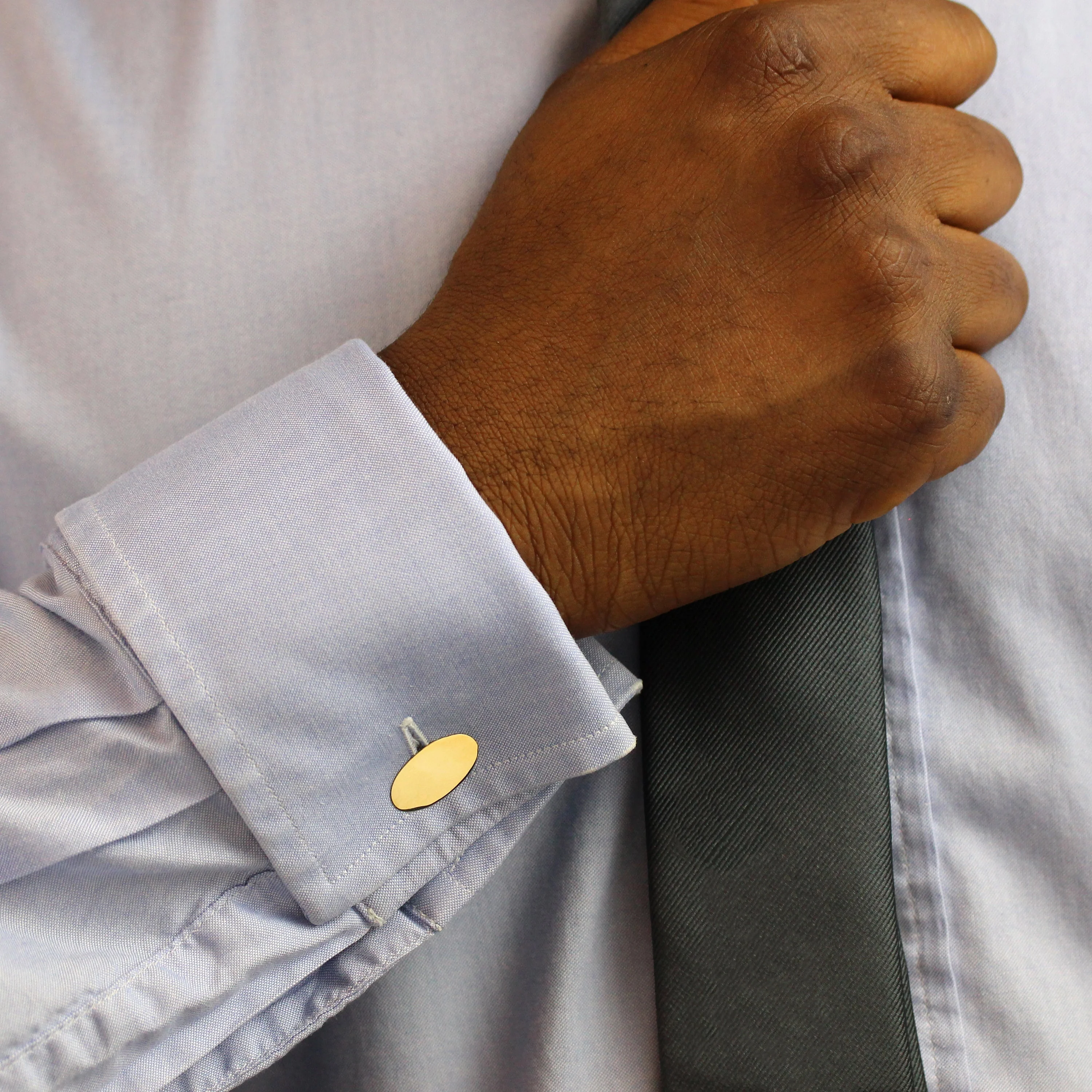 9ct Gold Classic Oval Cufflinks - Image 5