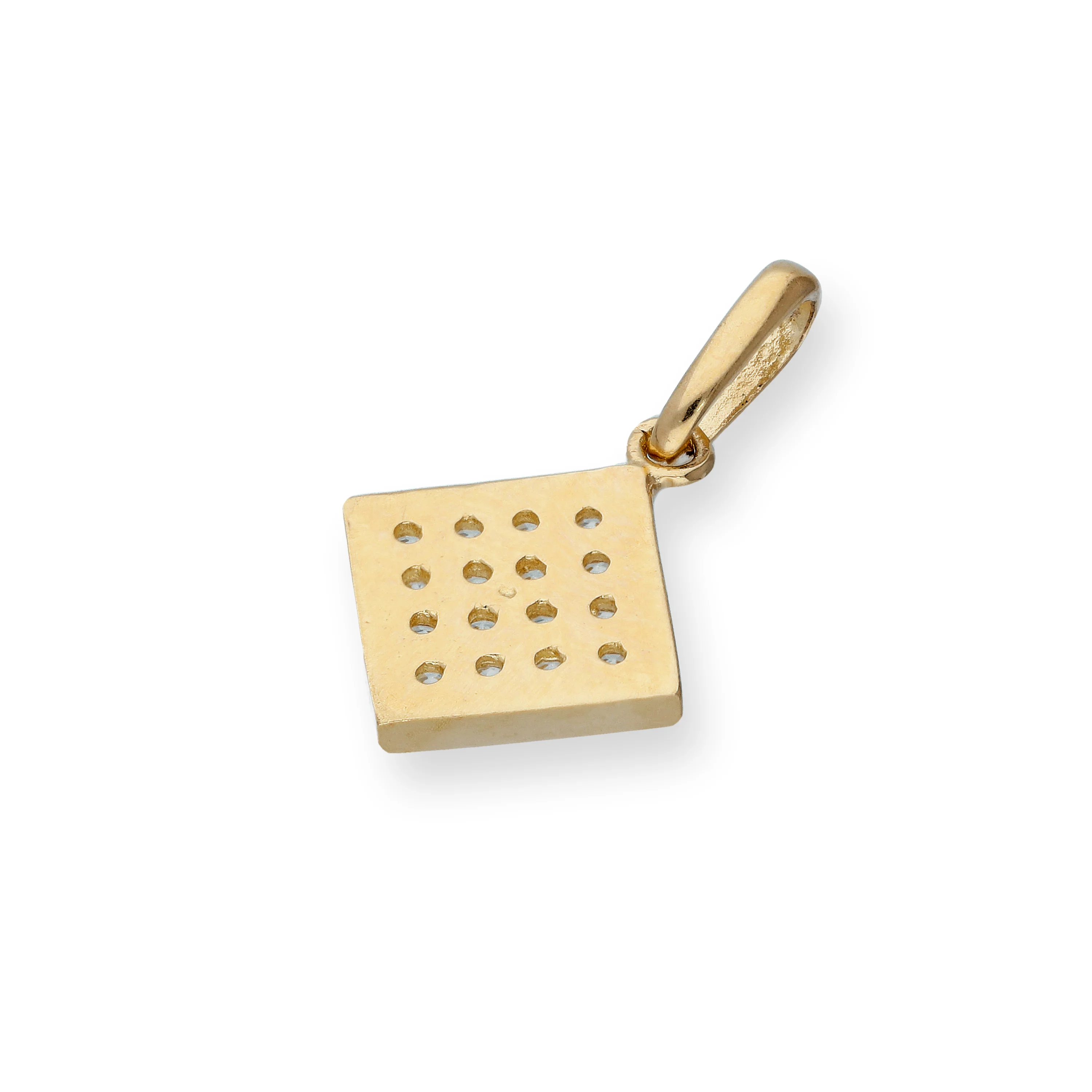 9ct Gold & Clear CZ Crystal Flat Square Charm - Image 3