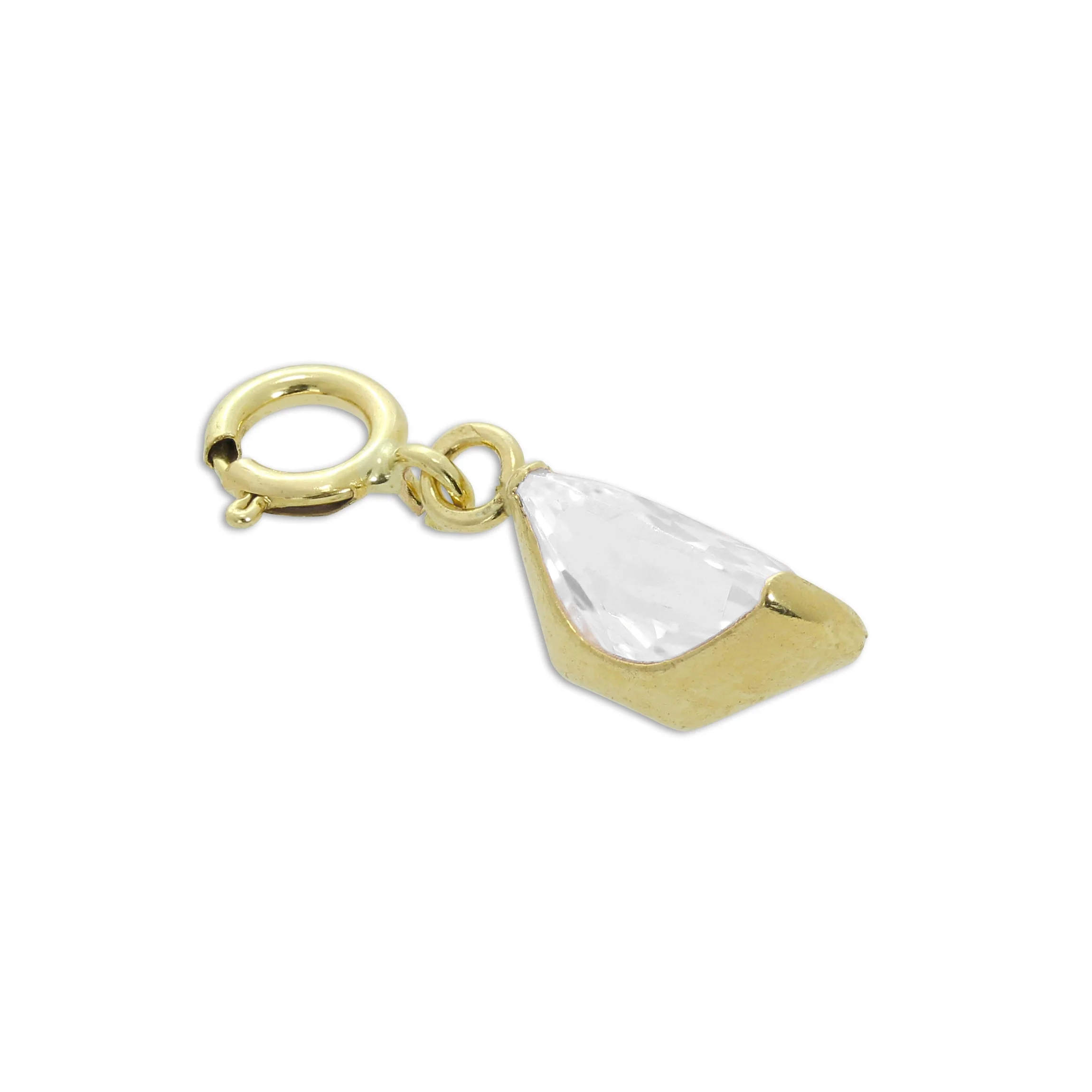 9ct Gold & Clear CZ Oval Clip on Charm - Image 2