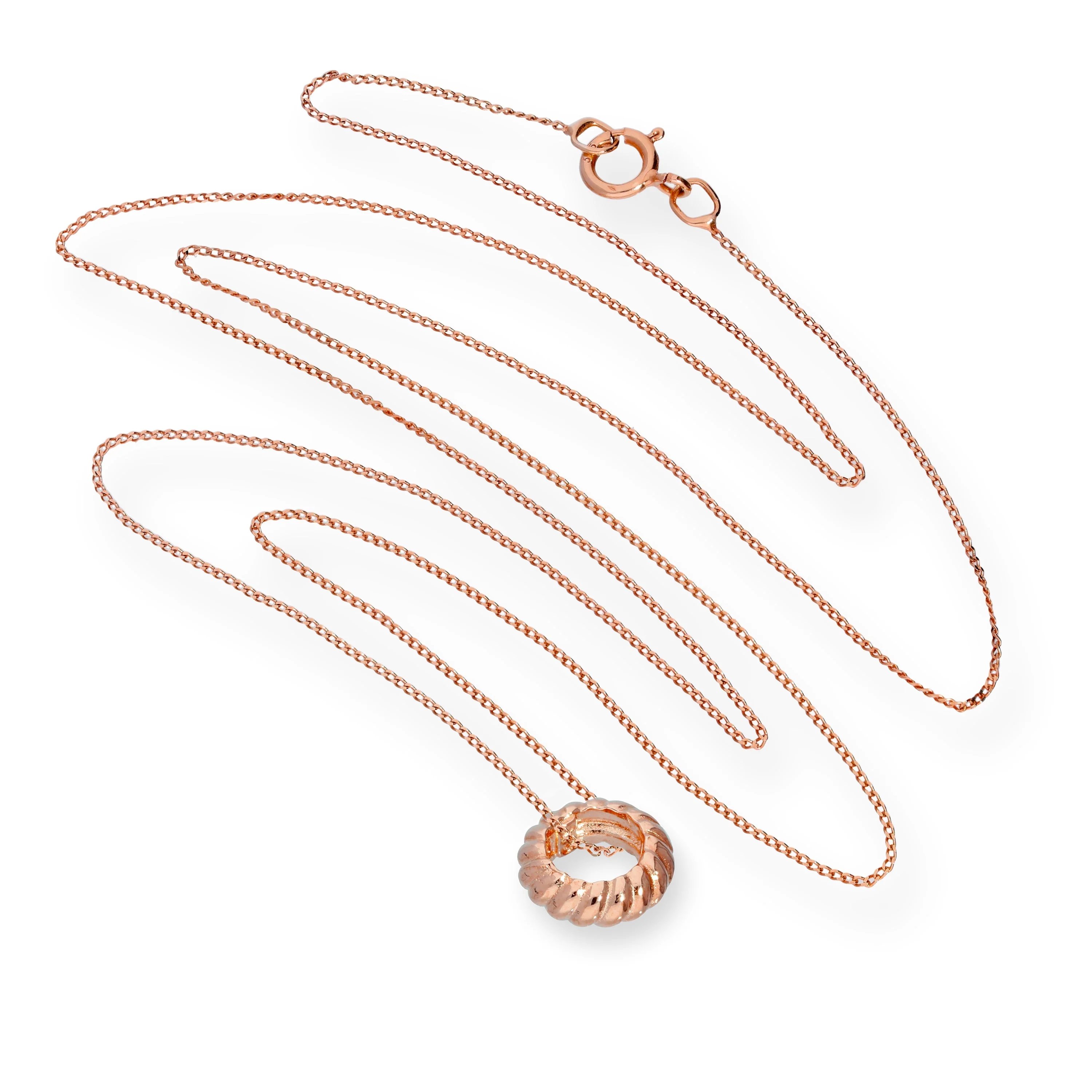 9ct Rose Gold Woven Karma Circle Pendant Necklace 16 - 18 Inches - Image 2