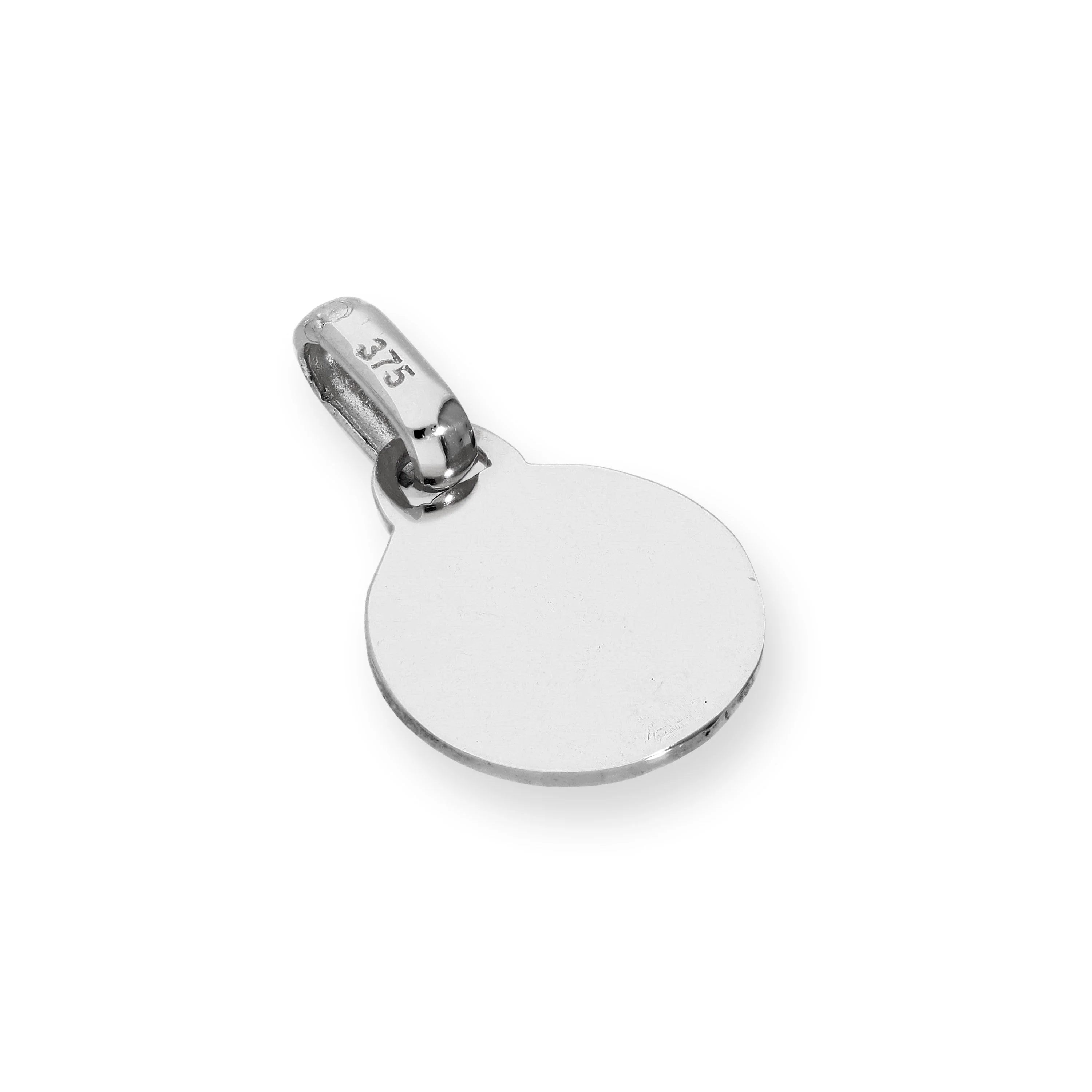 9ct White Gold Engravable Round Charm - Image 2