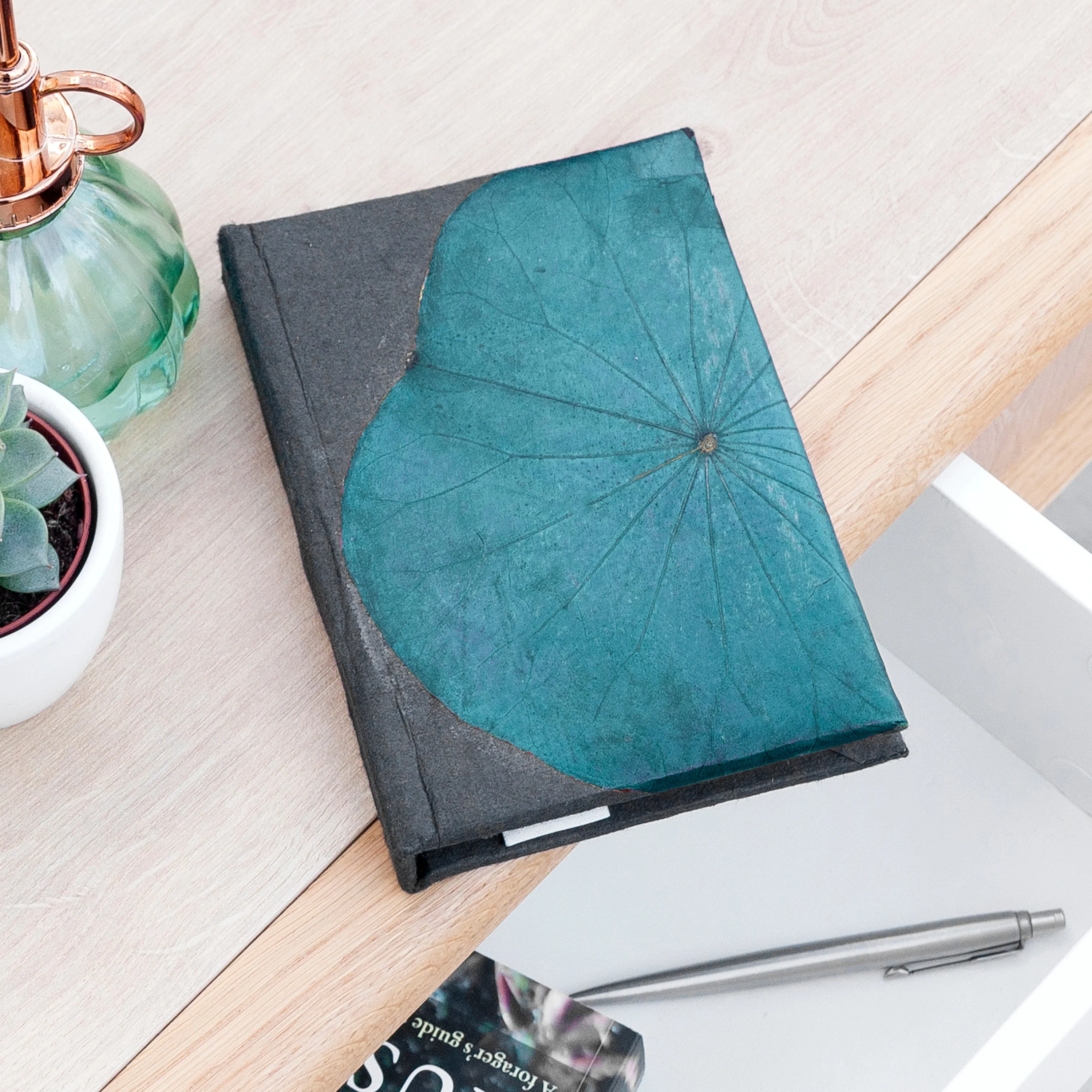A6 Vegan Leather Lotus Leaf Notebook - Image 18