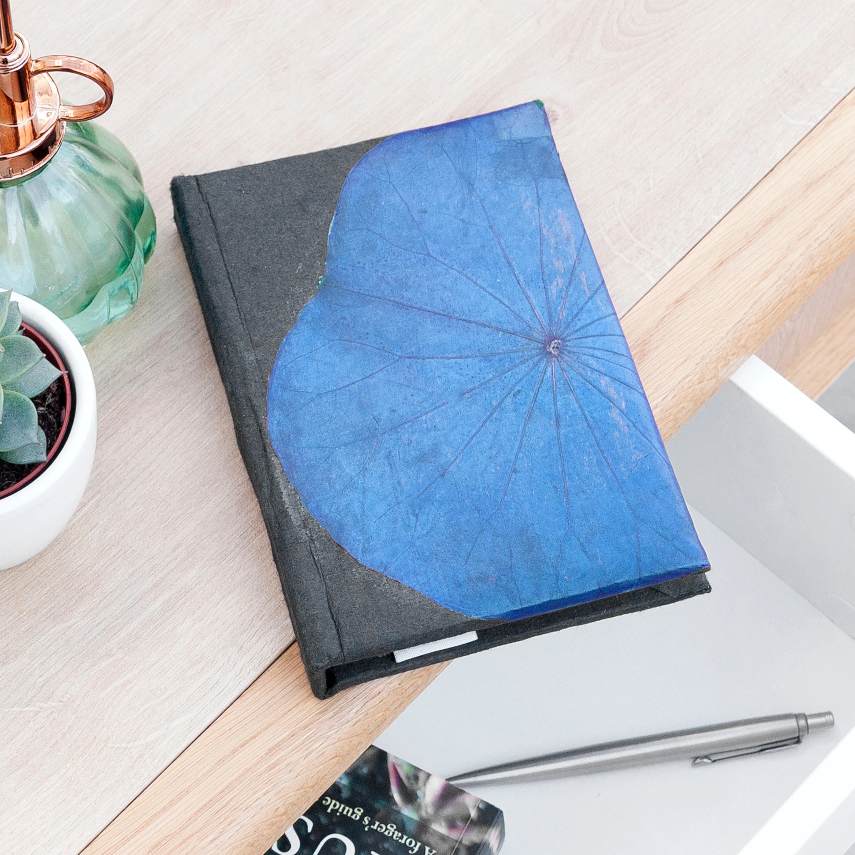 A6 Vegan Leather Lotus Leaf Notebook - Image 9