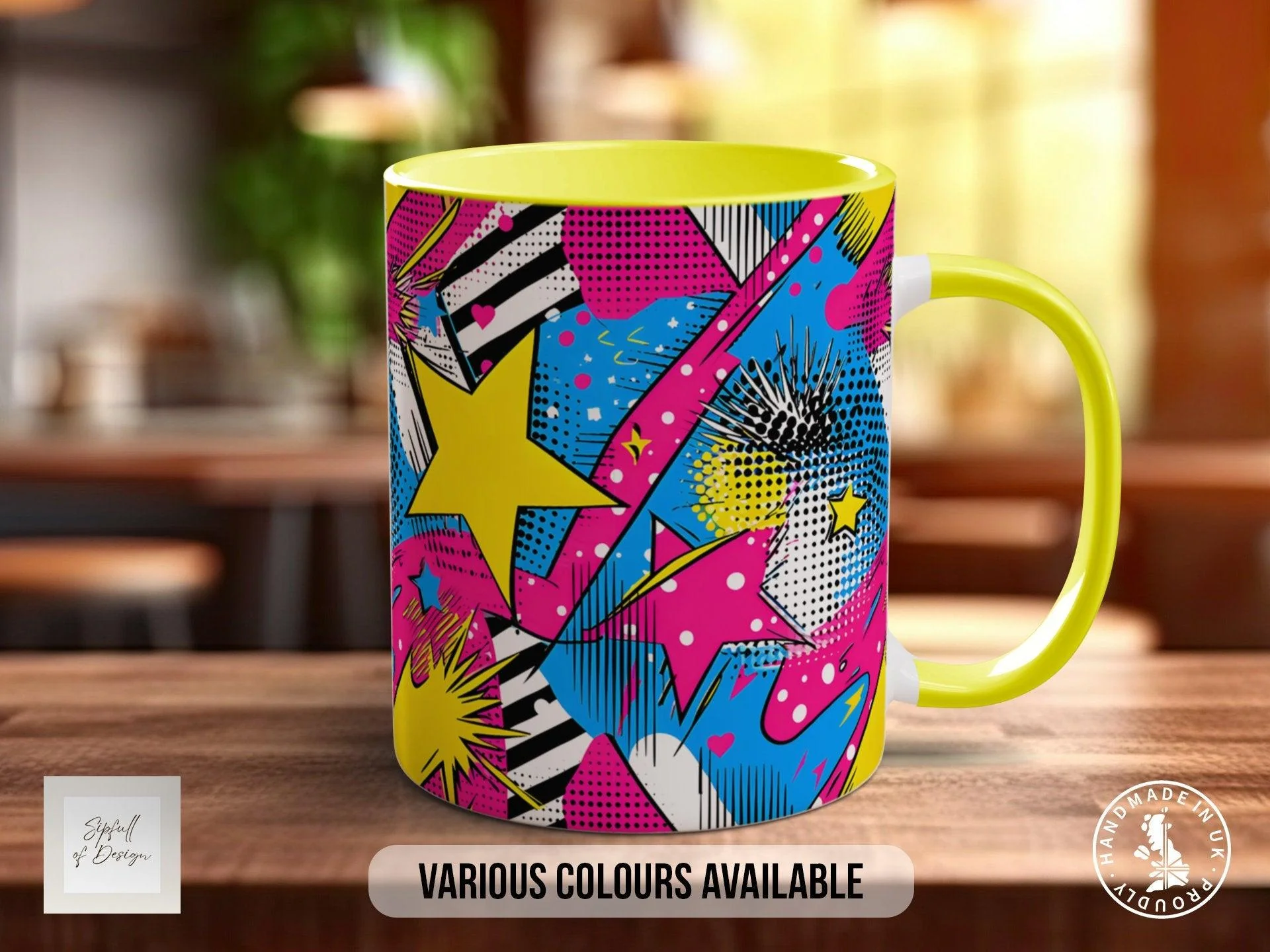 Abstract Comic Pop Pattern Full Wrap Coloured Art Mug - Design 1
