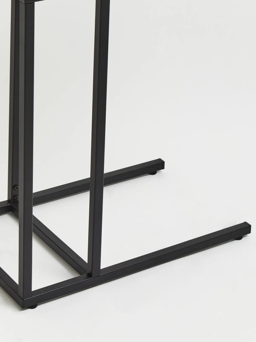 Black Powder Coated Metal Side Table with C-Shaped Design, Acero - Image 10