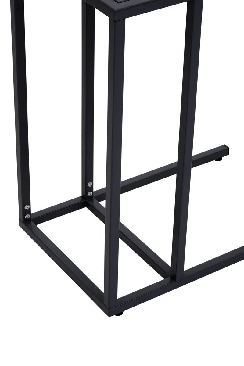 Black Powder Coated Metal Side Table with C-Shaped Design, Acero - Image 17