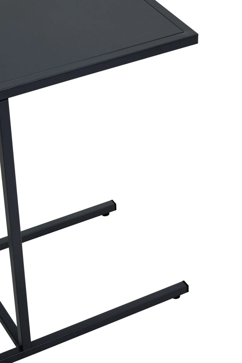 Black Powder Coated Metal Side Table with C-Shaped Design, Acero - Image 19