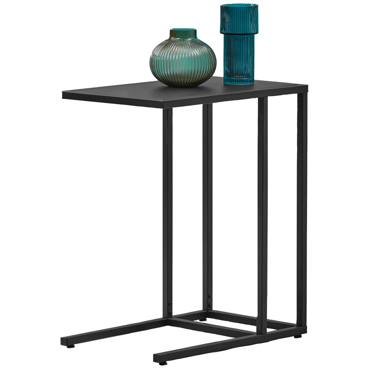 Black Powder Coated Metal Side Table with C-Shaped Design, Acero - Image 20