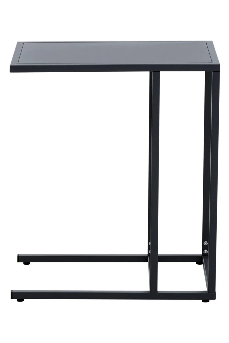 Black Powder Coated Metal Side Table with C-Shaped Design, Acero - Image 6