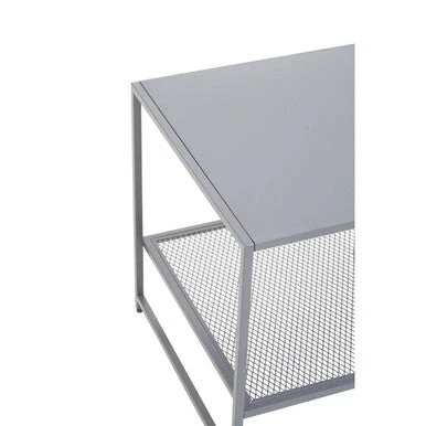 Grey Powder Coated Metal Square Side Table with Open Mesh Shelf, Acero - Image 7