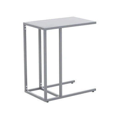 Grey Powder Coated Metal Side Table with C-Shaped Design, Acero - Image 4