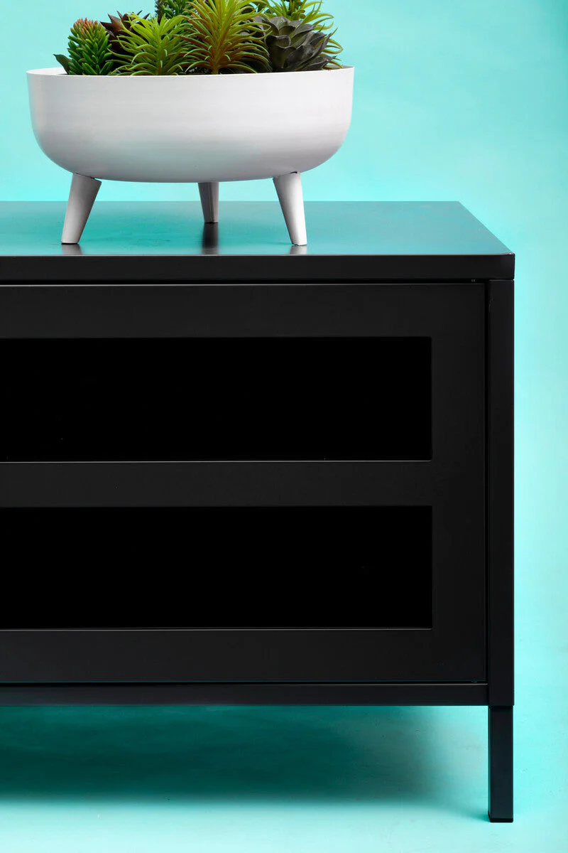 Acier Two Door Black Metal Media Unit - Image 18