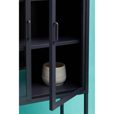 Acier Two Door Grey Metal Cabinet With Glass Doors - Image 10
