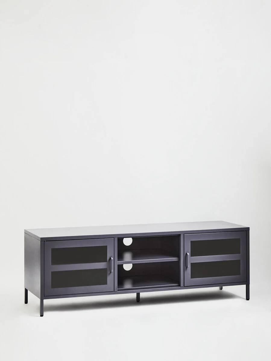 Acier Two Door Grey Metal Media Unit - Image 10