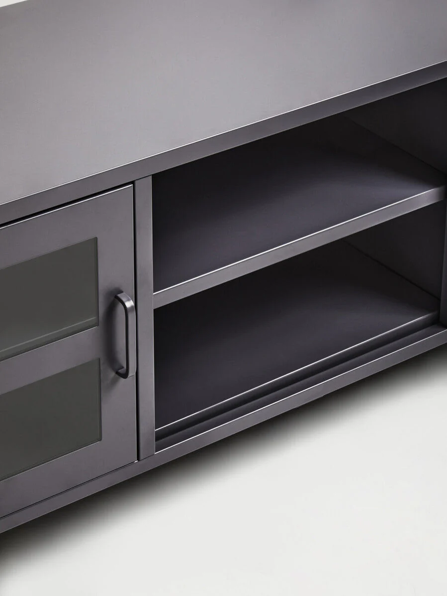 Acier Two Door Grey Metal Media Unit - Image 13