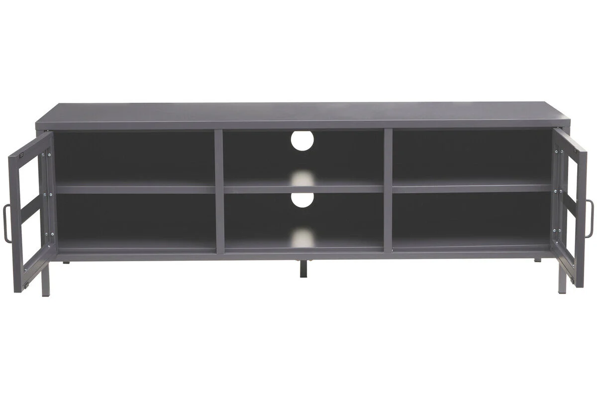 Acier Two Door Grey Metal Media Unit - Image 5