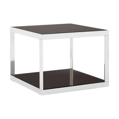 Ackley Silver Square Coffee Table With Black Glass - Image 3