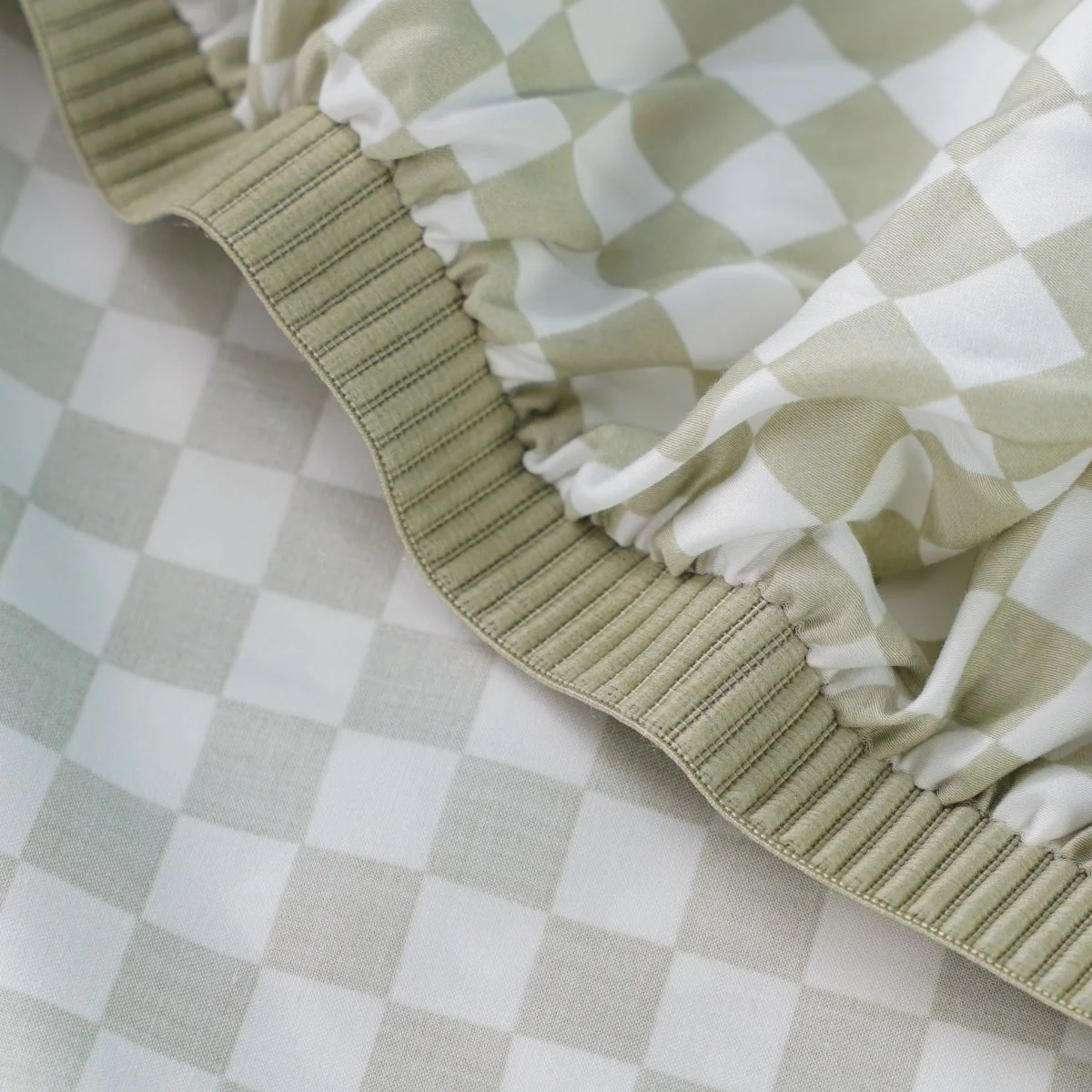 Ackly Bamboo - Sage Green Checkerboard Bedding - Image 8