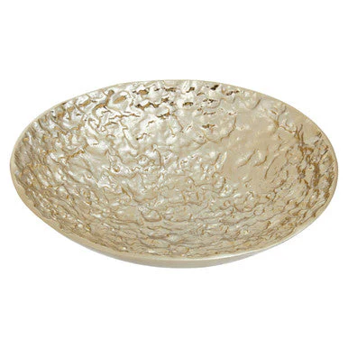 Akola Gold Textured Round Metal Bowl - Image 2