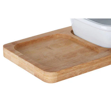 Aleki Bamboo Snack Tray With White Dipping Bowl - Image 5