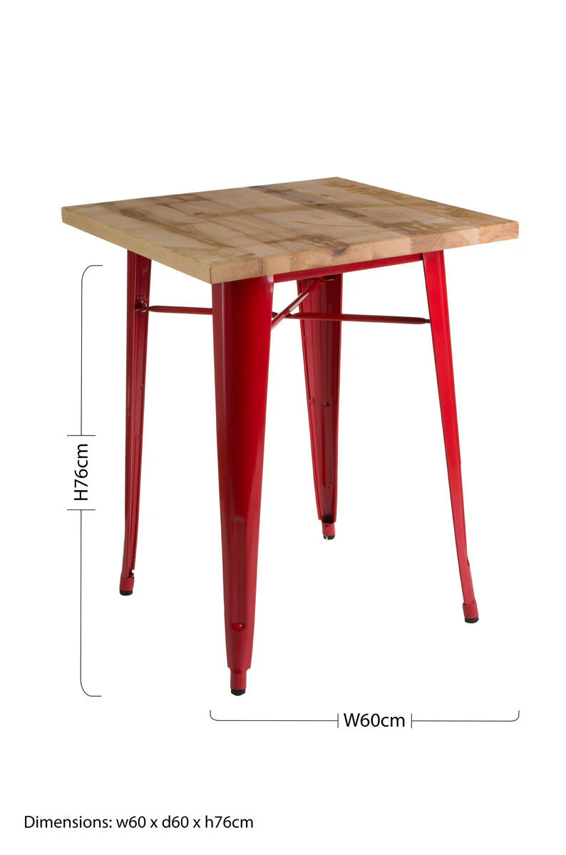 Algate Red Side Table in Powder Coated Metal and Wood - Image 2
