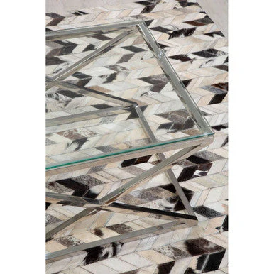 Silver Reflective Stainless Steel Coffee Table with Clear Tempered Glass Top, Allure - Image 6