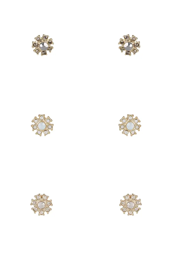 Amaia Flower Stud Set of 3 Earrings