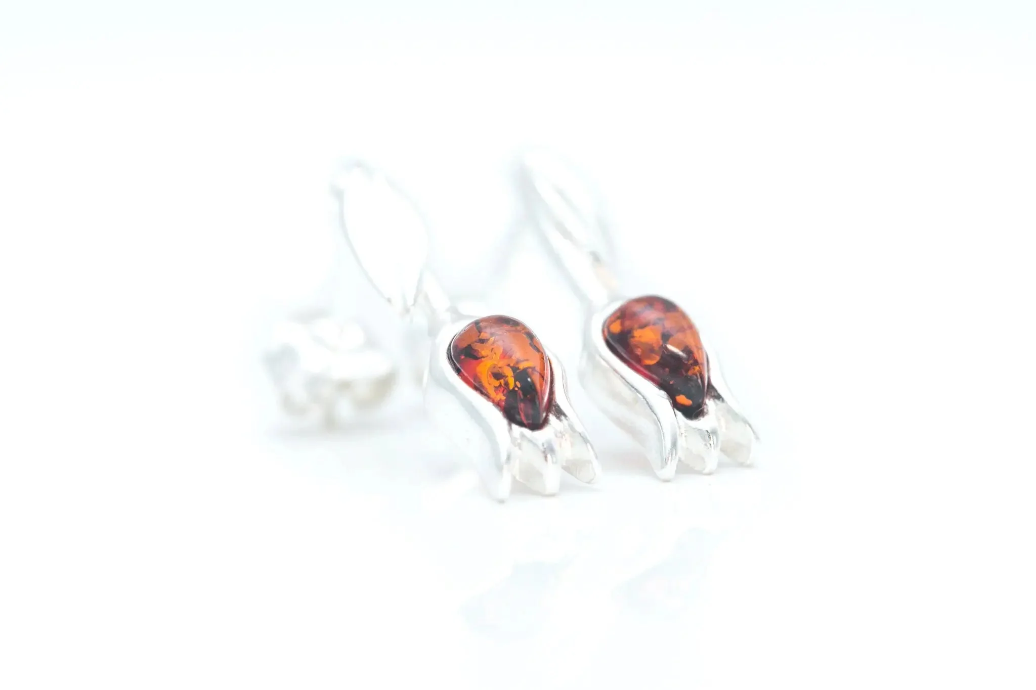 Amber Tulip Stud Earrings - Image 3
