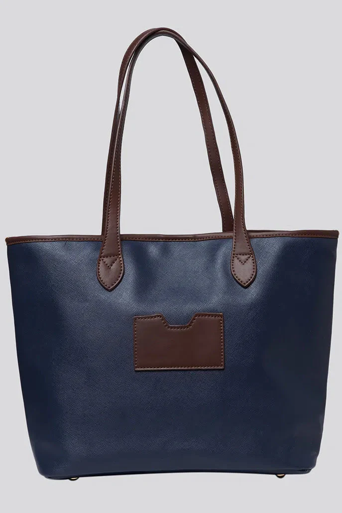 Amelia Contrast Strap Tote Bag - Navy - Image 9