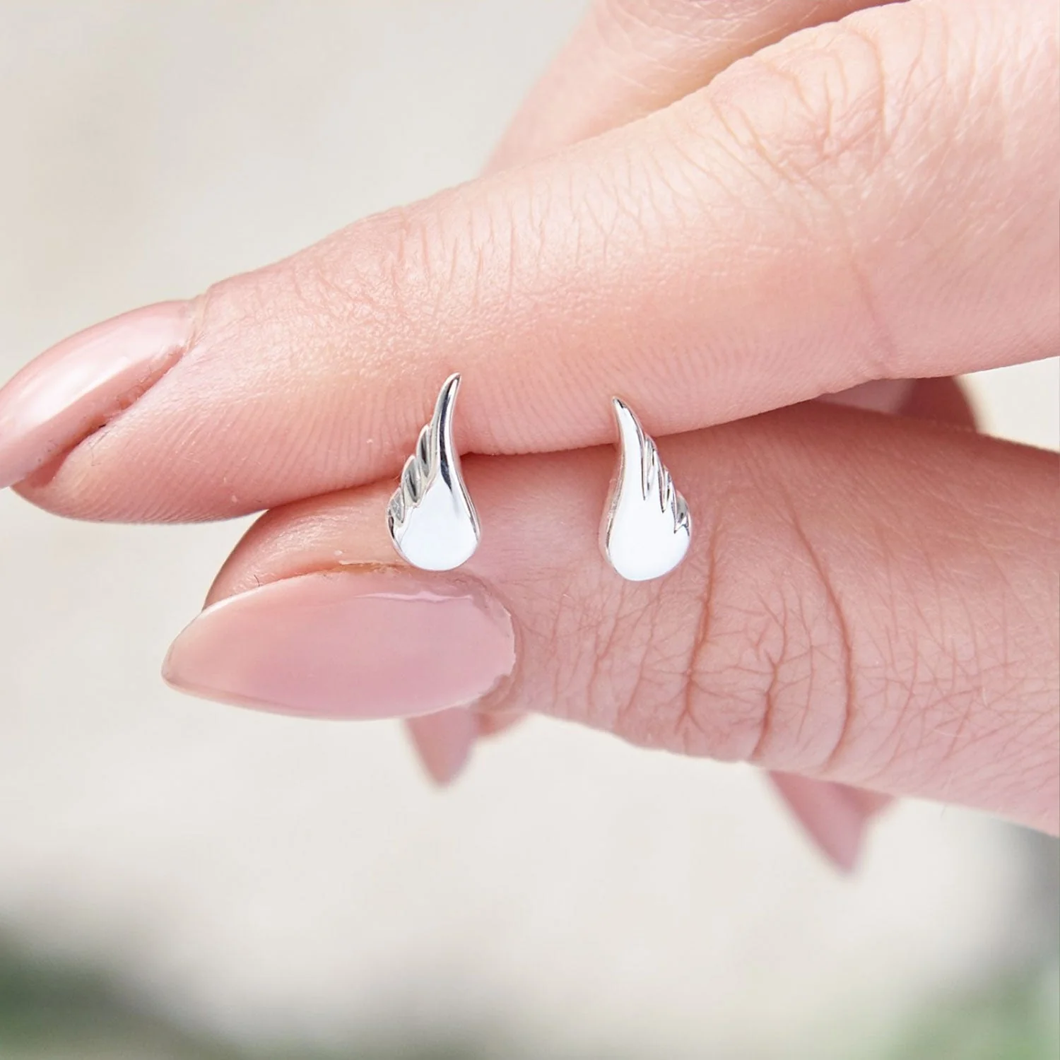 Angel Wing Silver Stud Earrings - Image 5
