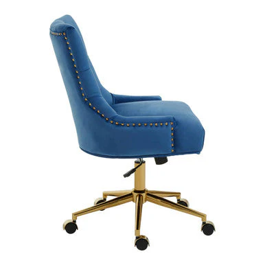 Anita Blue Velvet and Gold Base Home Office Chair - Image 5