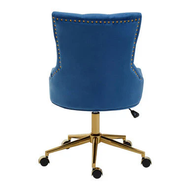 Anita Blue Velvet and Gold Base Home Office Chair - Image 6