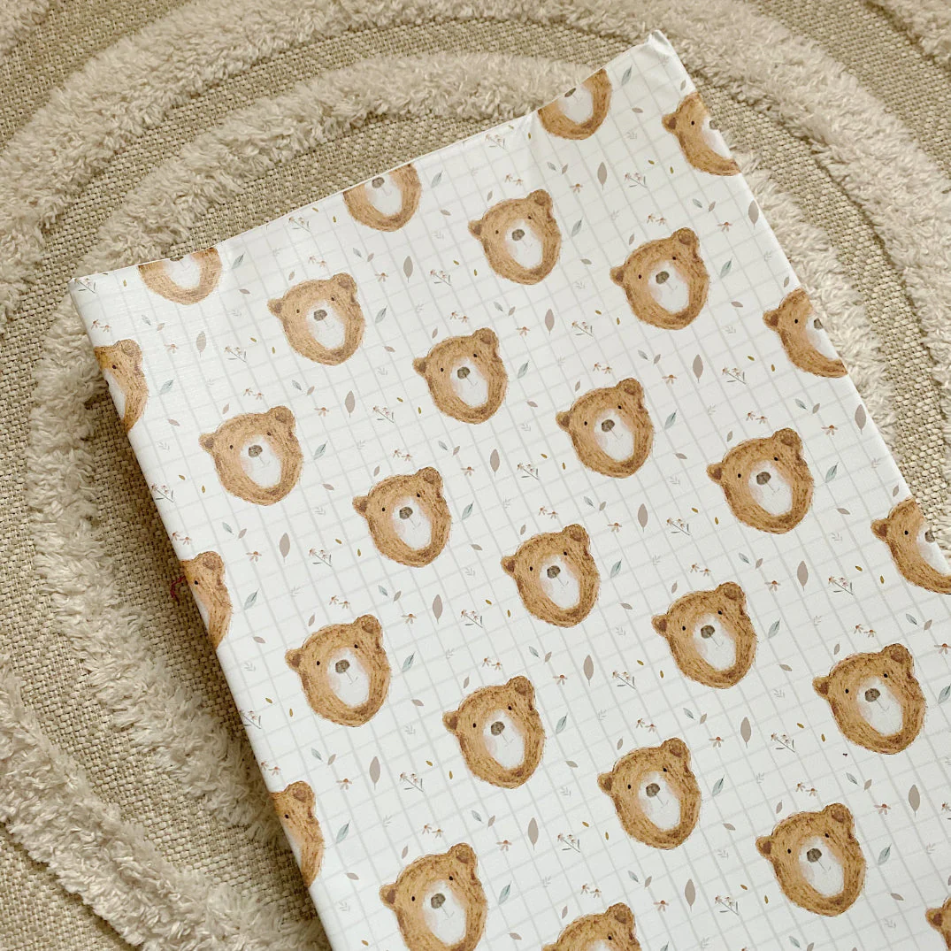 Anti-Roll Wedge Baby Changing Mat - Bru Bear Print - Image 2