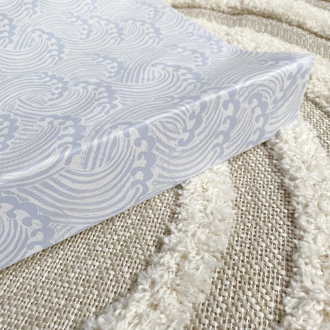 Anti-Roll Wedge Changing Mat - Blue Ocean Waves Print - Image 5