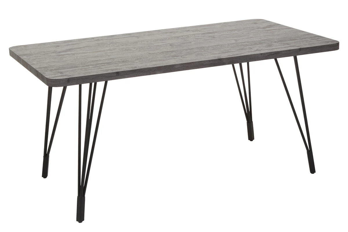 Dark Grey Veneer Wooden Dining Table with Black Slender Legs, Anube - Image 3