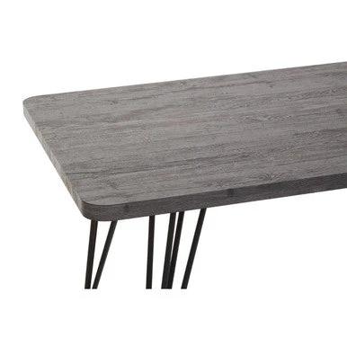 Dark Grey Veneer Wooden Dining Table with Black Slender Legs, Anube - Image 4
