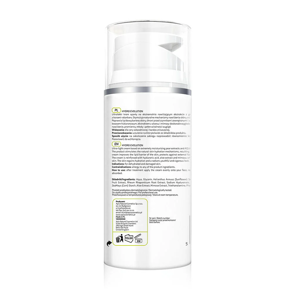 Apis Hydro Evolution Ultra-Light Moisturising Face Cream with Pear and Rhubarb | 100ml - Image 2