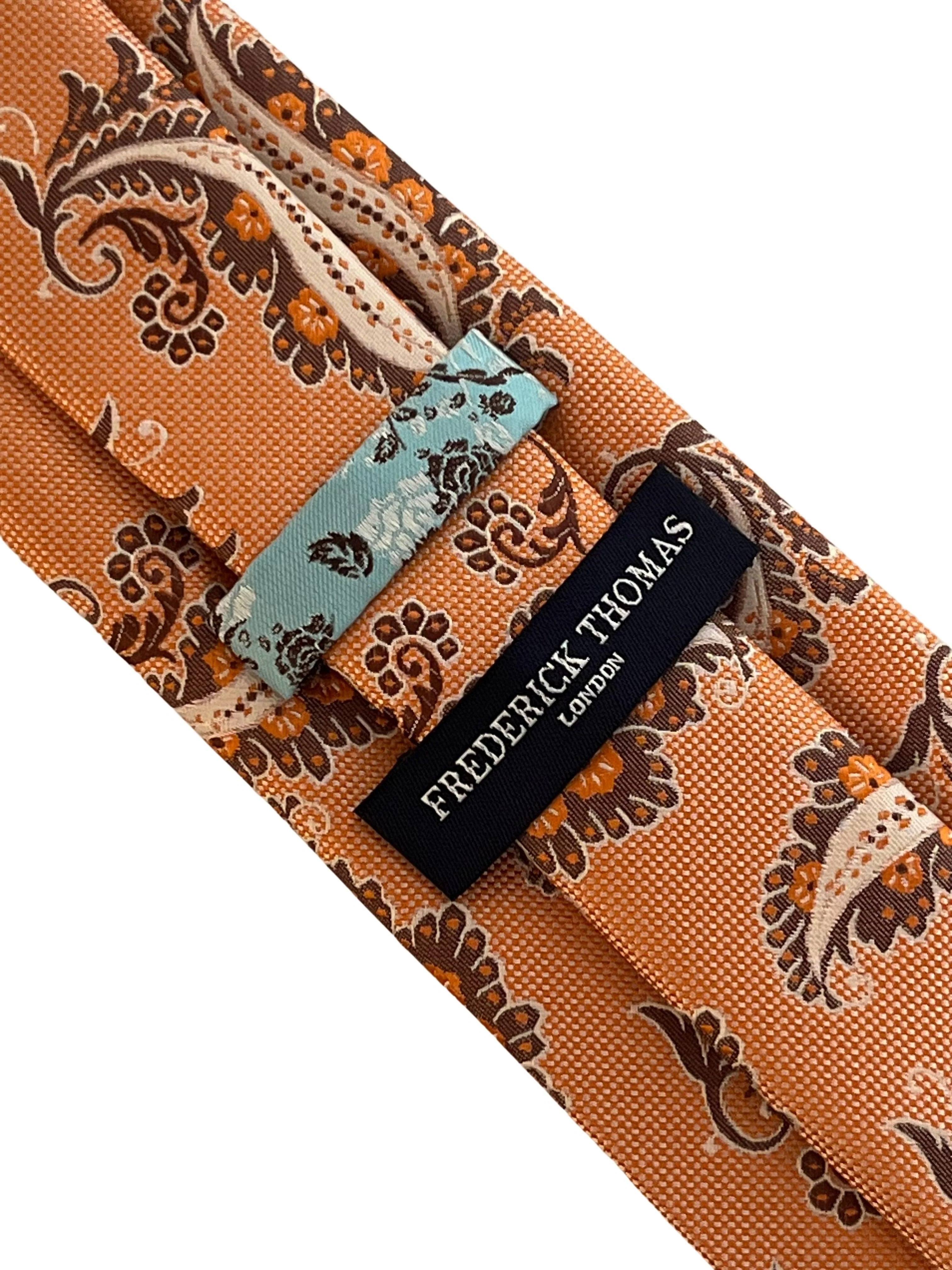 Apricot peach orange paisley necktie - Image 3