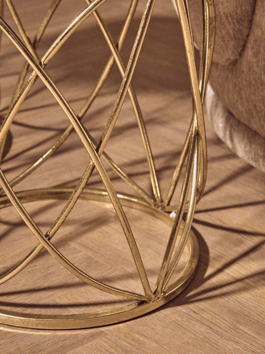 Set of 2 Round Mirrored Glass Top Side Tables with Gold Metal Frame, Arcana - Image 7