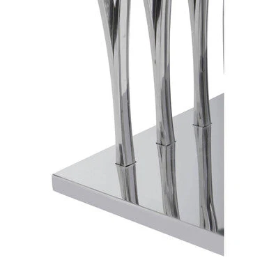 Black Marble Top Console Table with Intricate Silver Base, Arenza - Image 6