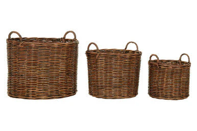 Argento Brown Rattan Storage Baskets- Set of 3 - Image 8