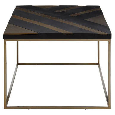 Aris Black and Gold Striped Acacia Wood Coffee Table with Interconnected Metal Legs, Aris - Image 5