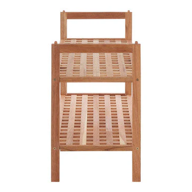 Arla 2 Tier Walnut Wood Grid Design Stackable Shoe Rack - Image 3